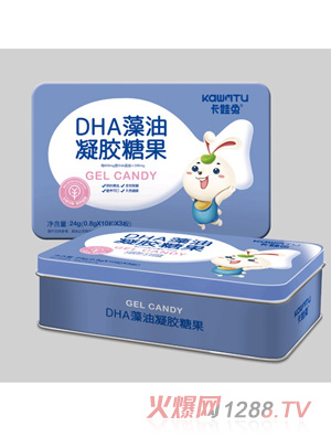 卡娃兔DHA藻油海藻乳钙牛初乳肽铁益生菌鱼油多种口味凝胶糖果听装24g