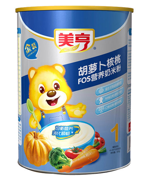 美亨紙聽(tīng)裝胡蘿卜FOS營(yíng)養奶米粉1段