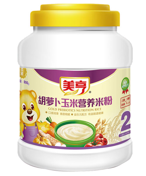 美亨800g桶裝胡蘿卜玉米營(yíng)養米粉2段