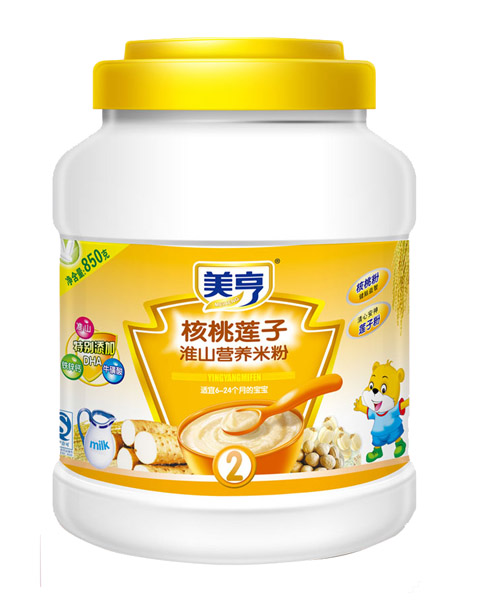 美亨850g桶装核桃莲子营养米粉2段