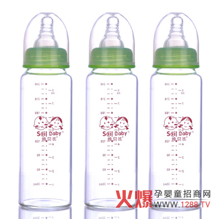 帅贝比母乳实感标准口径直身晶钻玻璃婴儿奶瓶