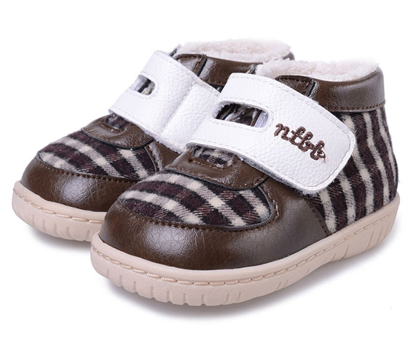 娜拉宝贝啡色提花布+PU时尚婴儿鞋-火爆孕婴