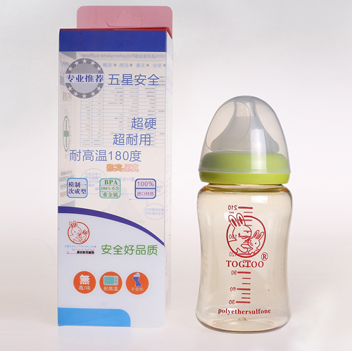 淘气兔宽口ppsu奶瓶210ml绿色