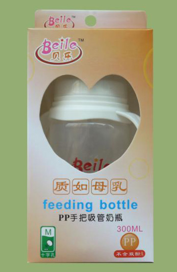 贝乐宽口带柄PP胶奶瓶300ml