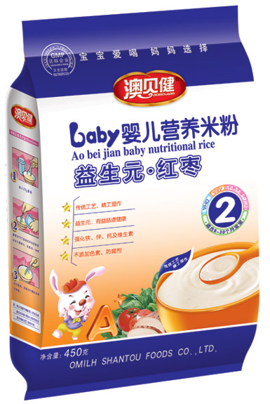 澳贝健益生元红枣婴儿营养米粉