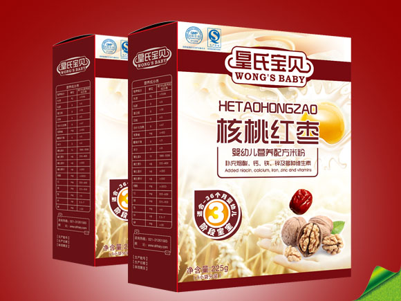 皇氏宝贝盒装核桃红枣营养米粉3段