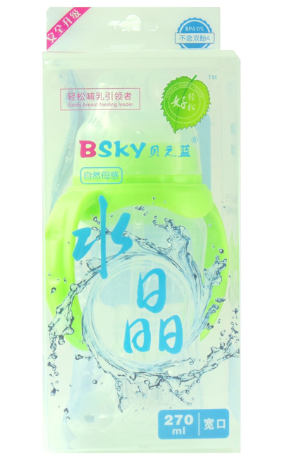 貝之藍寬口自動(dòng)母感水晶奶瓶270ml綠色