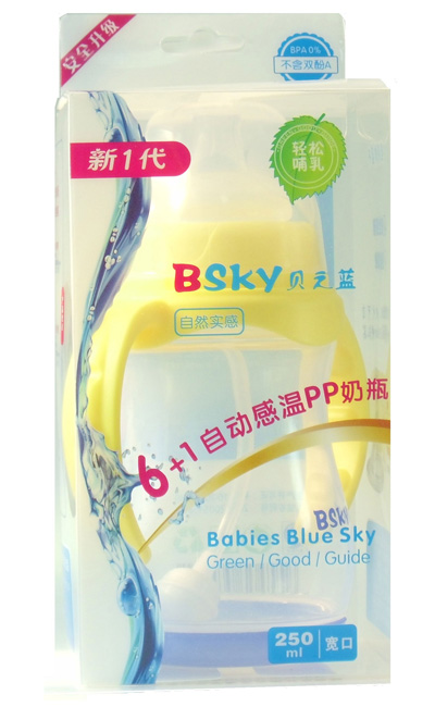 贝之蓝6+1宽口自动感温PP奶瓶金黄色