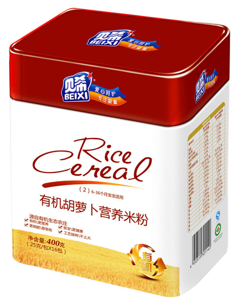 贝希有机胡萝卜营养米粉听装