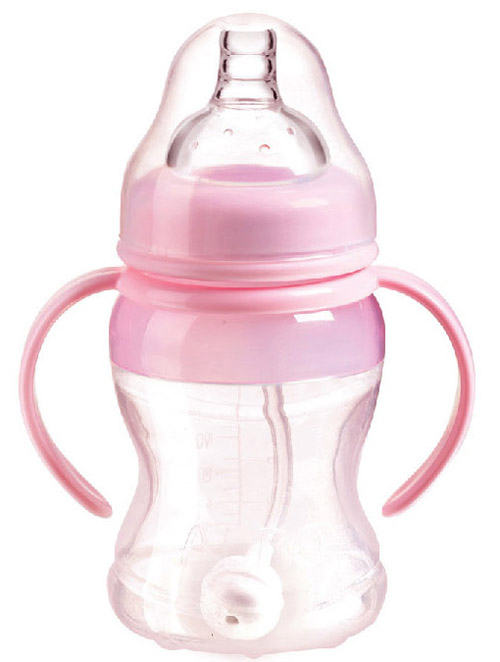 爱乐宝硅胶自动奶瓶180ml粉色