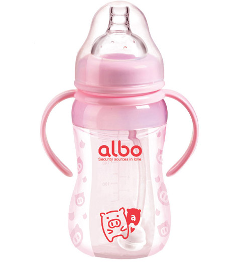 爱乐宝硅胶自动奶瓶260ml粉色