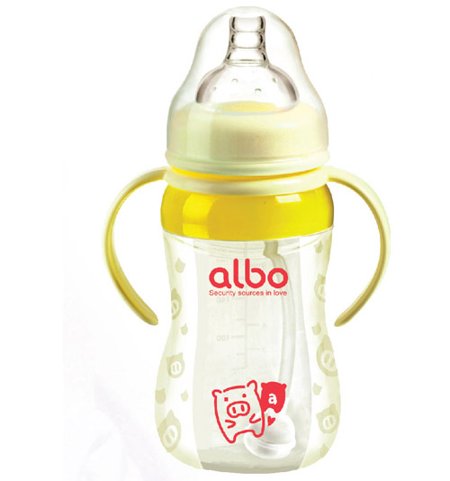 爱乐宝硅胶自动奶瓶260ml黄色