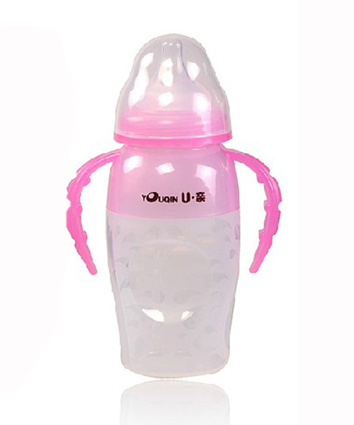 U親A105硅膠寬口徑帶柄自動(dòng)奶瓶200ml