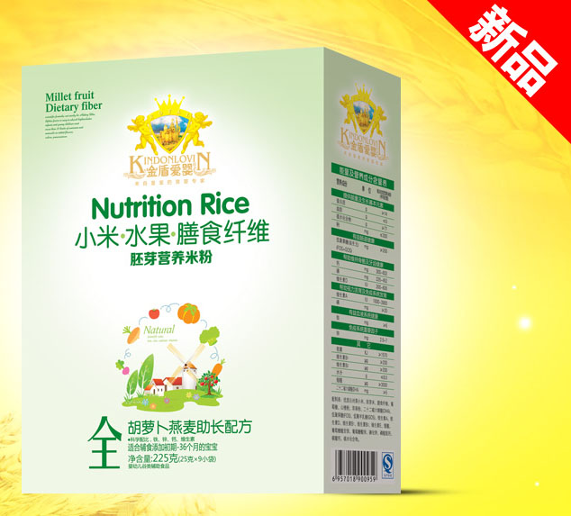 金盾愛(ài)嬰胡蘿卜燕麥助長(cháng)配方小米米粉225g
