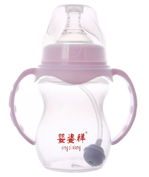 嬰姿祥寬口雙耳自動(dòng)弧形奶瓶（磨砂）180ML