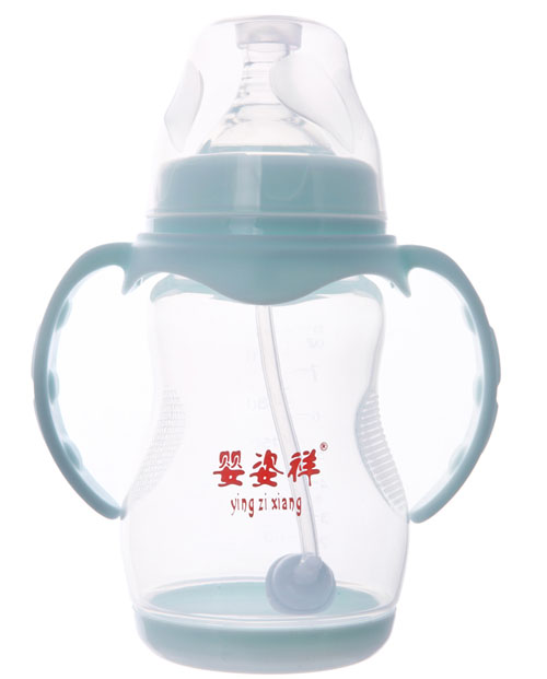 嬰姿祥8安PP寬口雙耳自動(dòng)弧形帶底奶瓶（磨砂）240ml