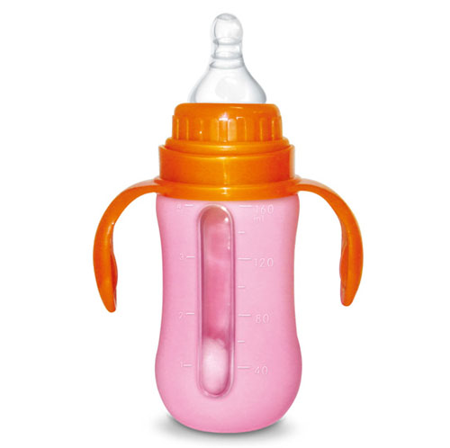 Babykin（貝沁）玻璃加硅膠套標口弧形奶瓶160ml