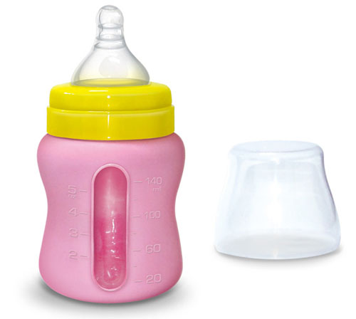 Babykin（貝沁）高硼硅玻璃+硅膠套寬口弧形奶瓶140ML