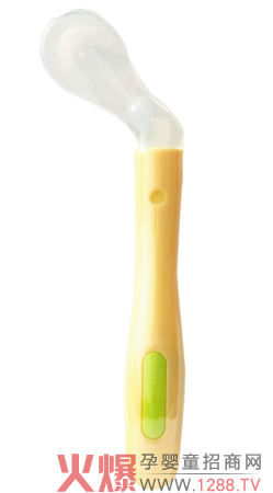 欣苗婴儿弯头硅胶勺 宝宝自主进食理想餐具-产