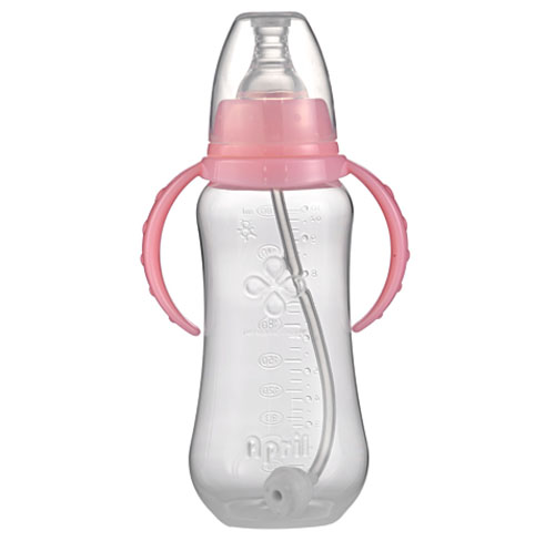 爱普丽标口弧形PP奶瓶280ml粉色