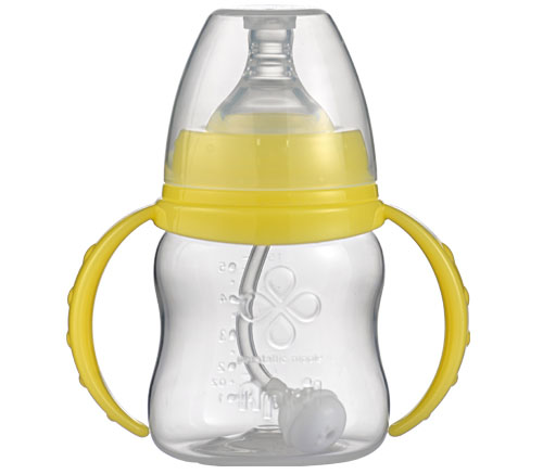 爱普丽宽口弧形PP奶瓶120ml黄色