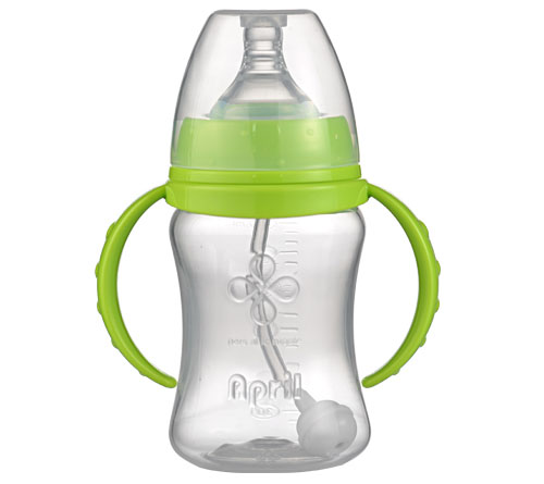 爱普丽宽口弧形PP奶瓶180ml绿色