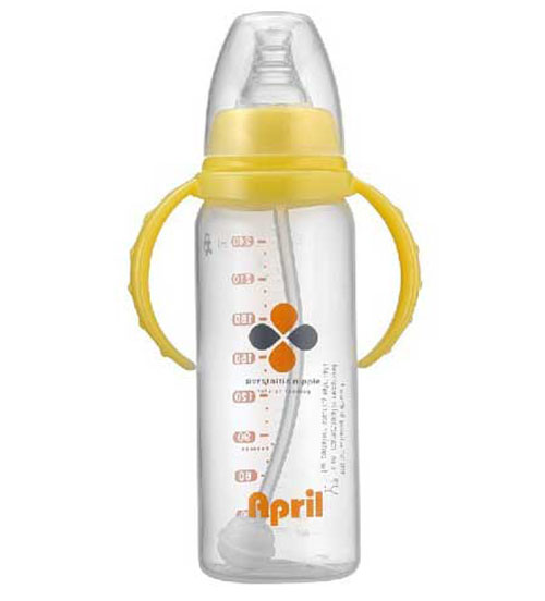 爱普丽标口直身奶瓶240ml黄色