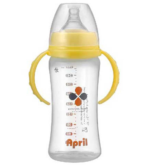 爱普丽宽口弧形奶瓶280ml黄色
