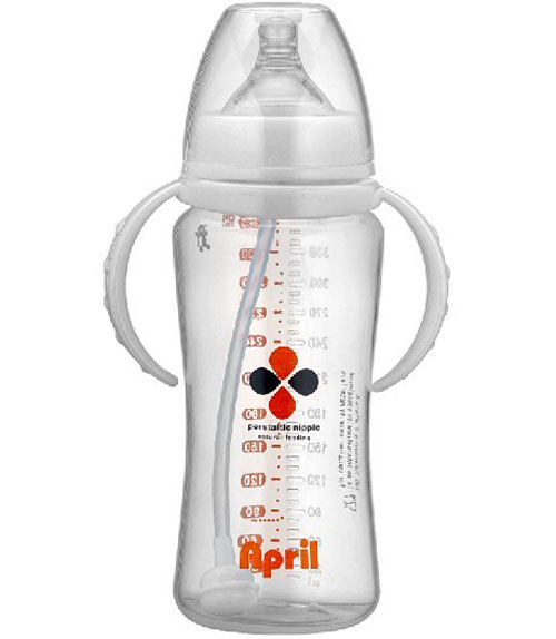 爱普丽宽口弧形奶瓶360ml白色