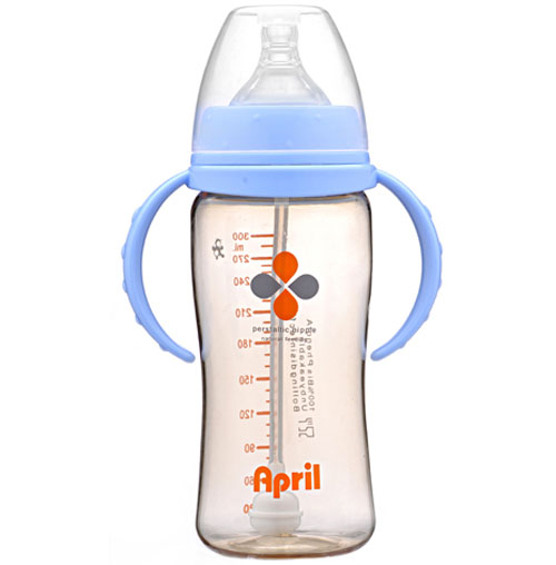 爱普丽PPSU宽口弧形奶瓶300ml蓝色