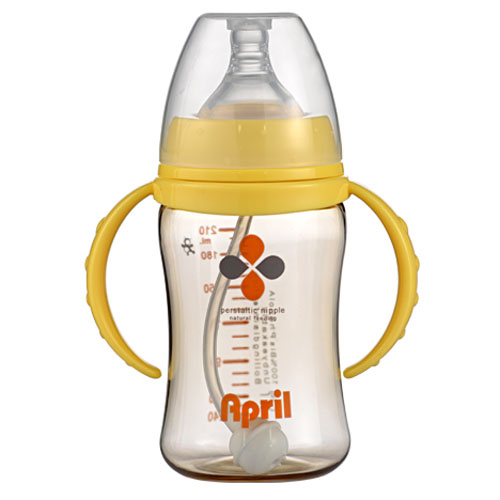 爱普丽PPSU宽口弧形奶瓶210ml黄色