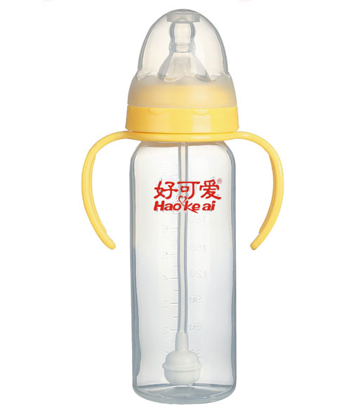好可愛(ài)標口自動(dòng)吸管手柄直身奶瓶240ml