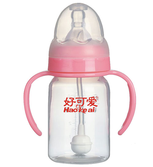 好可愛(ài)標口自動(dòng)吸管手柄直身奶瓶120ml