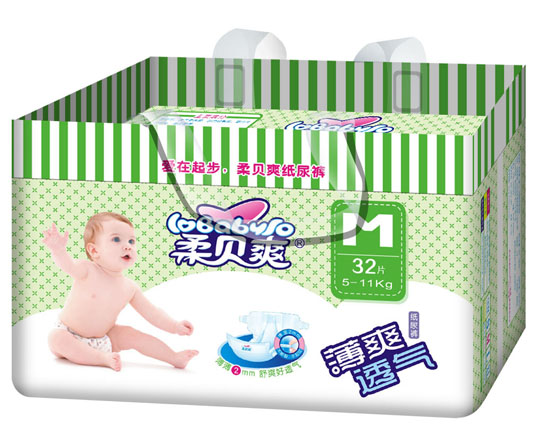 柔贝爽薄爽透气婴儿纸尿裤M码32片-火爆孕婴