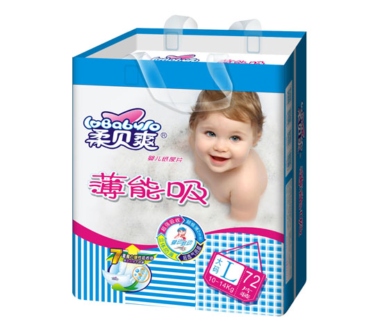 柔贝爽薄能吸婴儿纸尿片L码72片-火爆孕婴童招