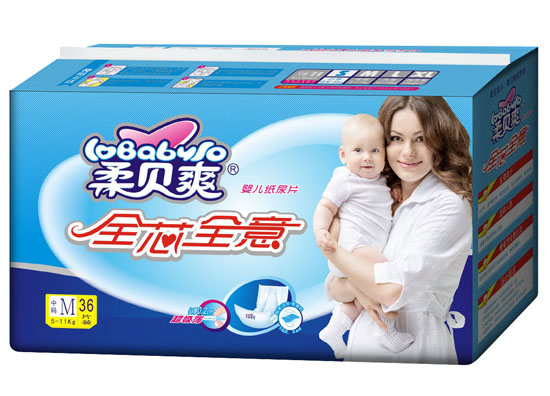 柔贝爽全芯全意婴儿纸尿裤M码36片-火爆孕婴