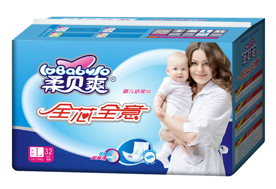 柔贝爽全芯全意婴儿纸尿裤L码32片-火爆孕婴童
