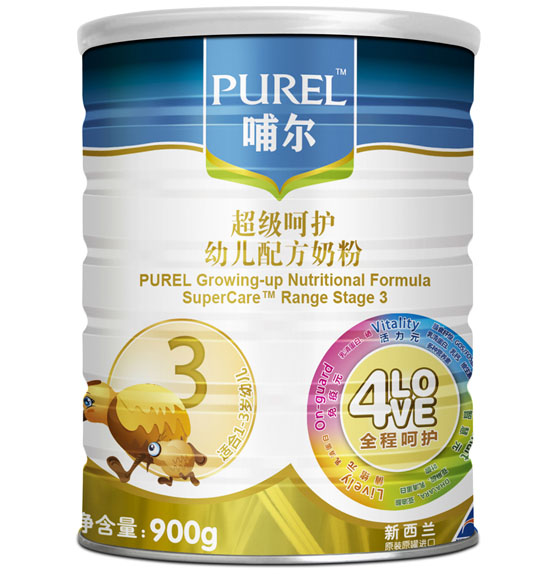 哺尔超级呵护幼儿配方奶粉3段