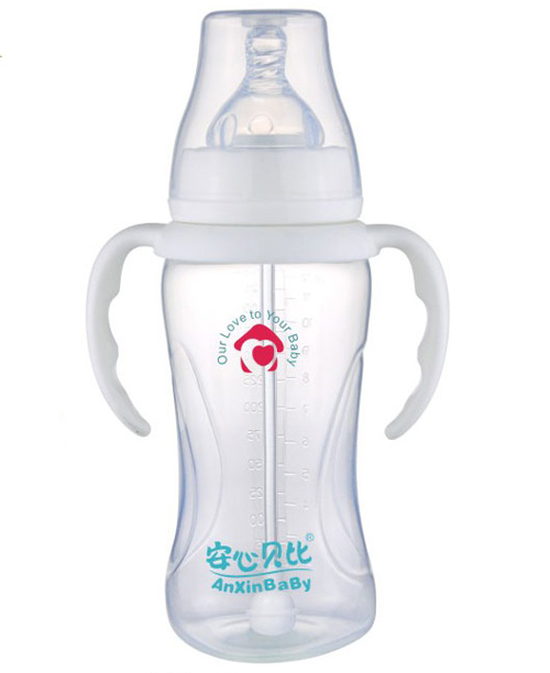 安心貝比雙柄標口自動(dòng)吸管葫蘆弧形奶瓶350ml