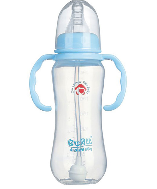 安心貝比雙柄標口自動(dòng)吸管葫蘆PP奶瓶240ml