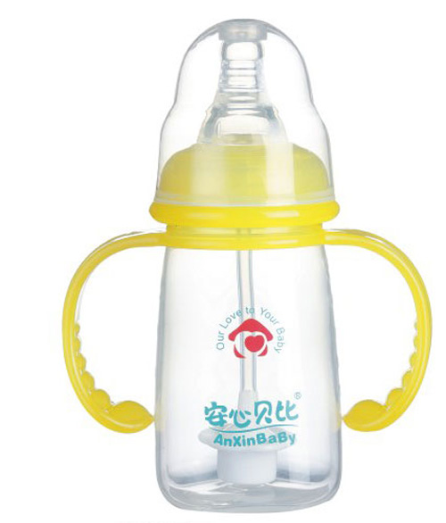 安心貝比雙柄標口自動(dòng)吸管方角奶瓶150ml