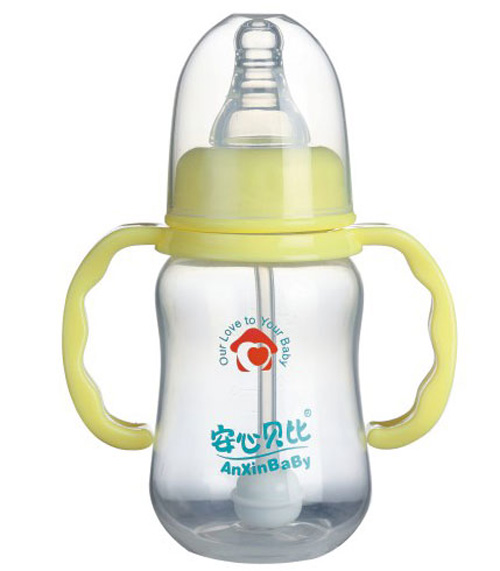 安心貝比雙柄標口自動(dòng)吸管葫蘆PP奶瓶150ml