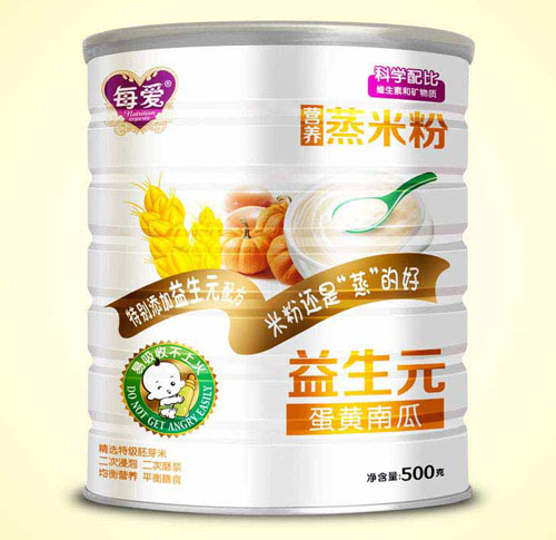 每爱益生元蛋黄南瓜营养蒸米粉桶装-火爆孕婴