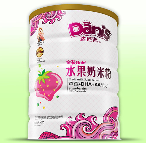 達尼斯草莓DHA+AA金裝水果奶米粉