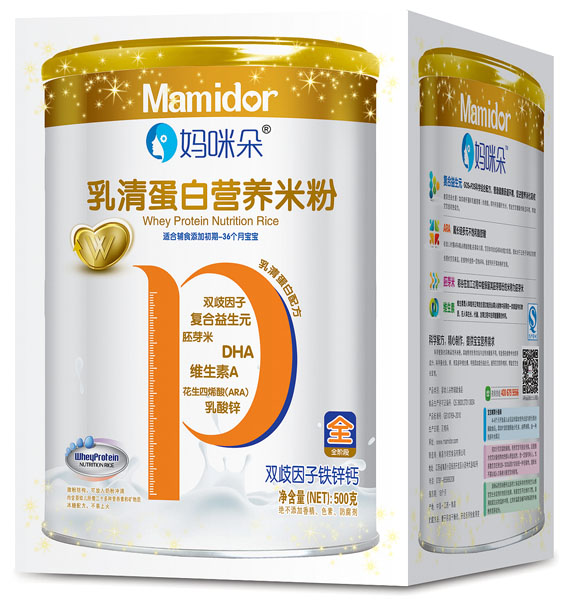 媽咪朵雙歧因子鐵鋅鈣乳清蛋白營(yíng)養米粉盒裝