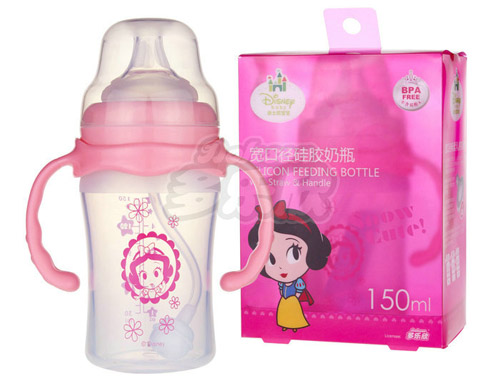 迪士尼宝宝宽口径手柄吸管硅胶奶瓶(小号)150ml