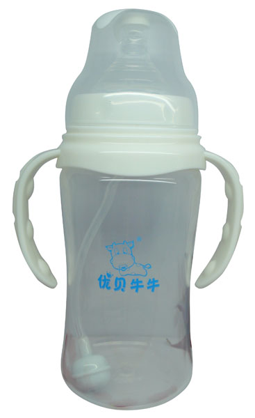 优贝牛牛白色宽口双柄全自动PP奶瓶300ml