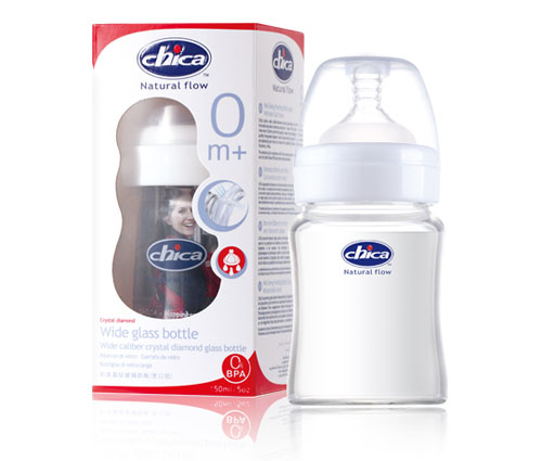 积高宽口径真乳实感晶钻玻璃奶瓶150ml