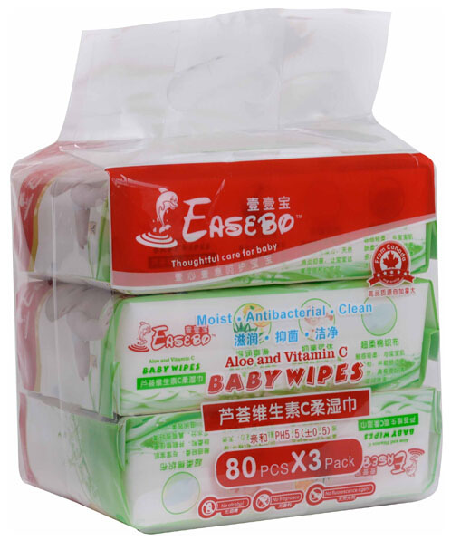 壹壹宝芦荟维生素C柔湿巾80片装3连包