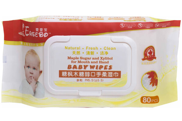 壹壹宝糖枫木糖醇口手柔湿巾80片装